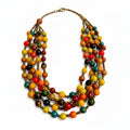 Recycle Me Fancy vintage AL-KHAN New York five-strand statement necklace with multicolor wood and glass beads