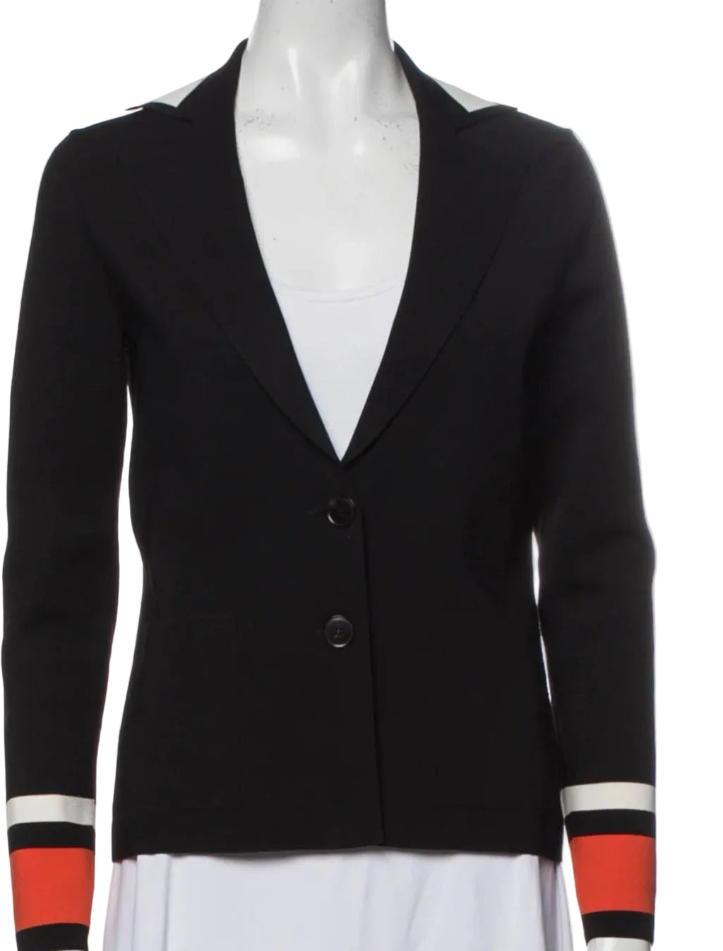 Salvatore Ferragamo Black Blazer with Red & White Striped Cuffs