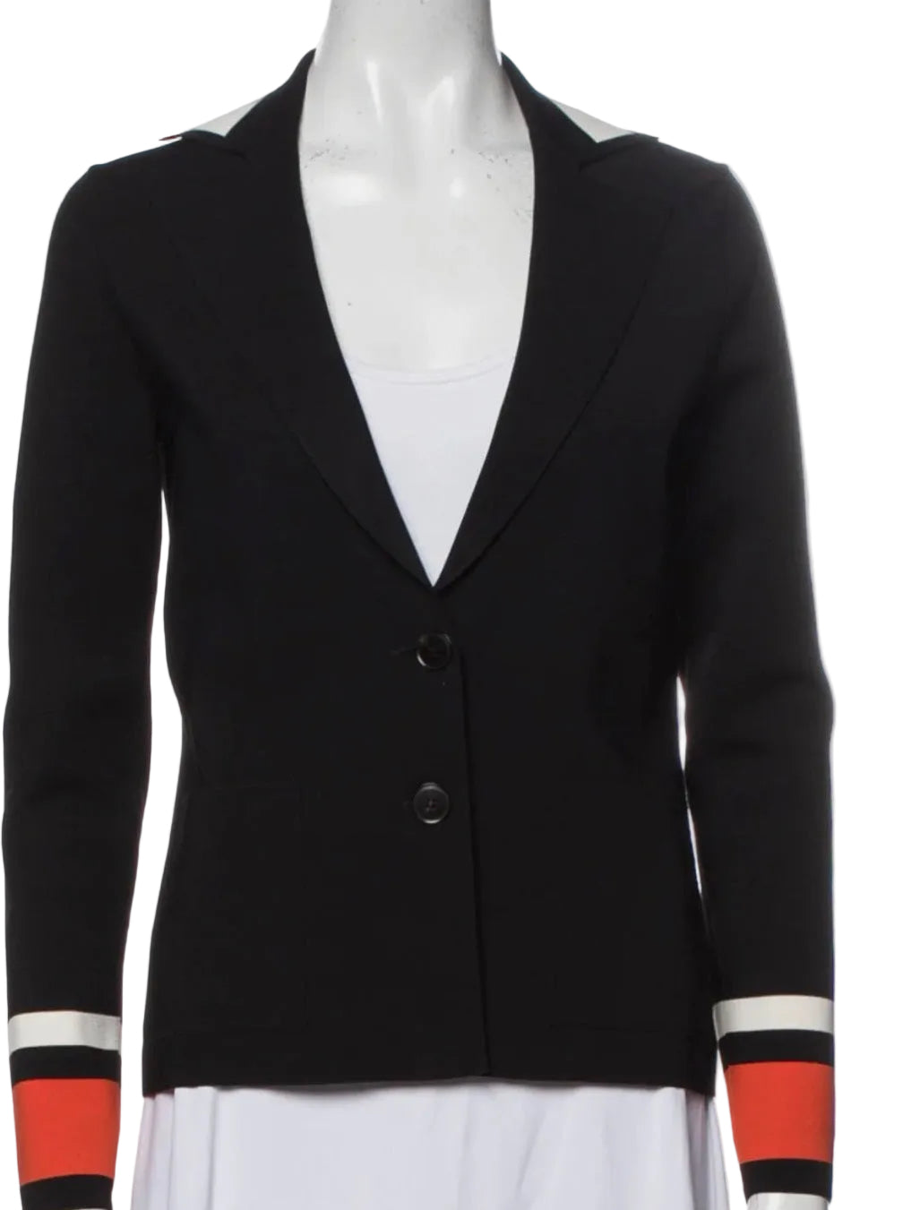 Salvatore Ferragamo Black Blazer with Red & White Striped Cuffs